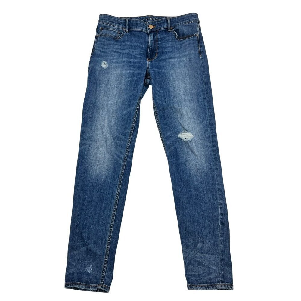 WHBM Womens The Skinny Jeans Distressed Mid Rise Size 8
